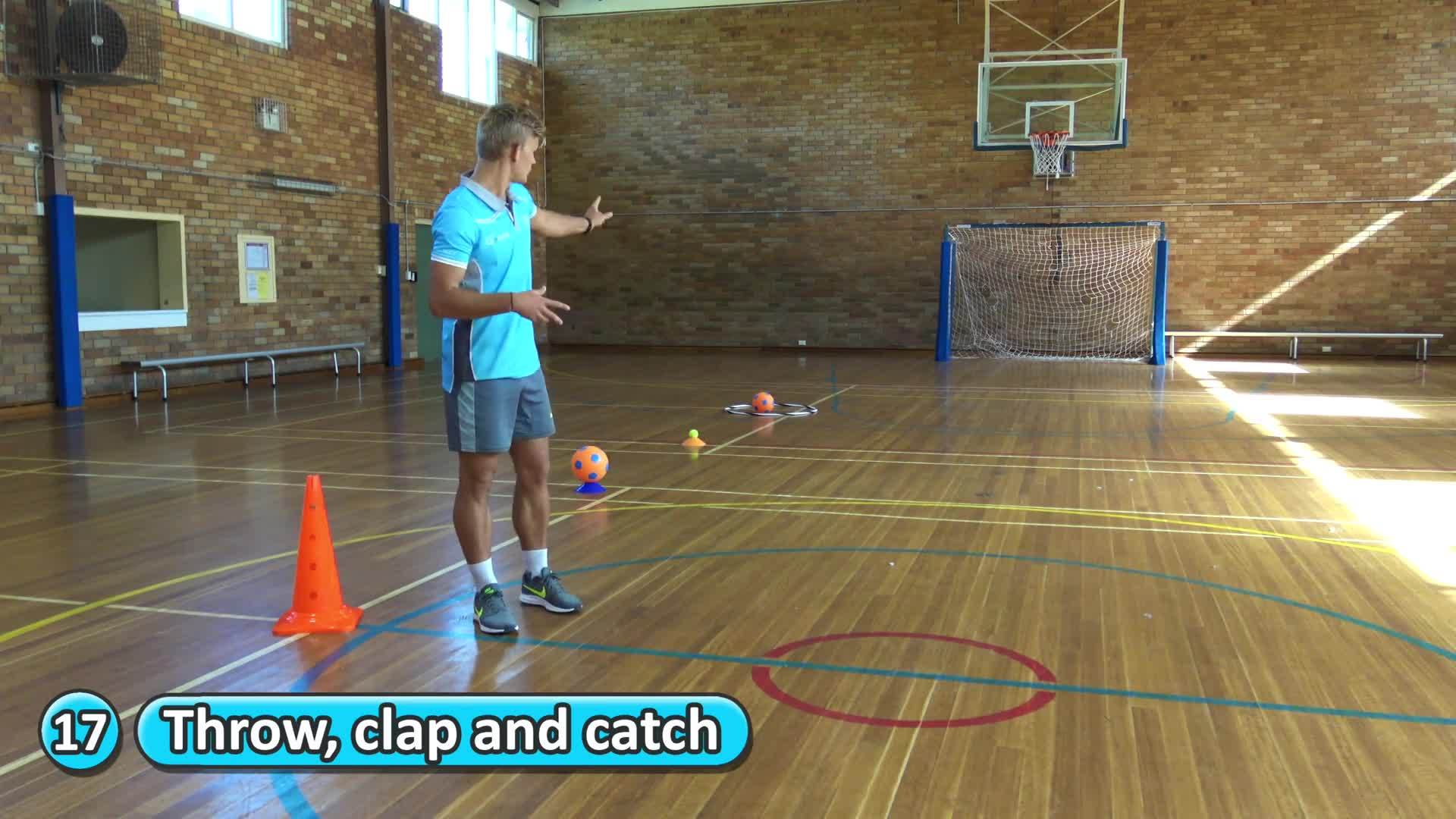 Relay race: Catching › Throw, clap and catch | Teaching fundamentals of PE (K-3)